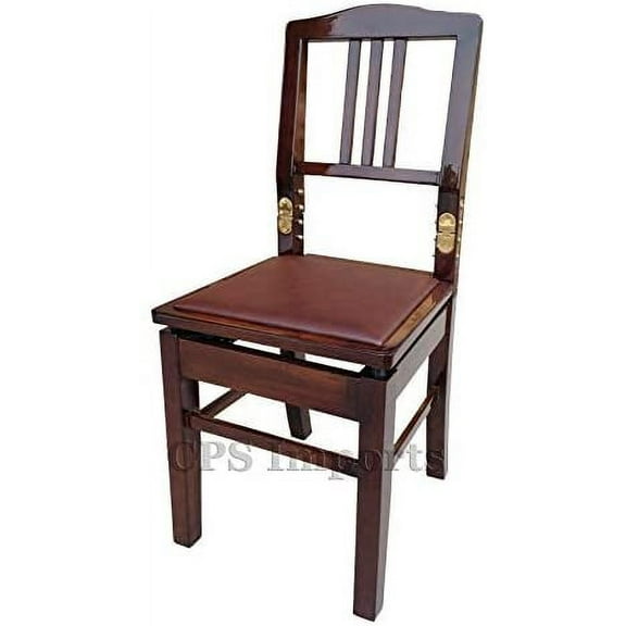 CPS Ebony Adjustable Piano Chair Bench with Back in Walnut