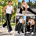 thumbnail image 5 of Tsesme Men's Straight Leg Sweatpants, Side Stripe Patchwork Loose Track Pants, Drawstring Elastic Waist Casual Athletic Trousers,M, 5 of 8