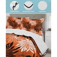 thumbnail image 4 of Quilts Twin Size Bedding Set, Orange Black Flowers Lightweight Quilted Comforter, Modern Abstract Blooms Floral Soft Reversible Bedspread Coverlet with Pillow Covers for All Season, 68" x 86", 4 of 7