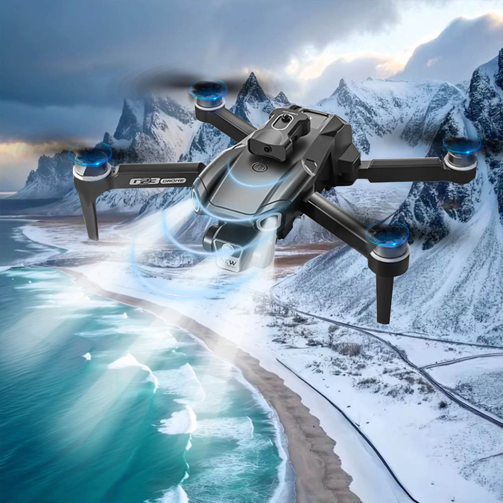 Fjnjuu Drone for Beginner Christmas Gifts Remote - Controlled Drone with Brushless Motors 4.3 - Inch Detachable Screen for Aerial Photography - 8K Lens 5x Intelligent Obstacle Avoidance