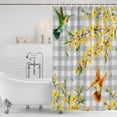 thumbnail image 2 of Spring Forsythia Flowers Shower Curtain Set - 72" x 78" Washable Bathtub Curtain with 12 Hooks, Yellow Floral Hummingbird Gray Plaid Waterproof Fabric Stall Shower Curtains for Bathroom/Bathtub, 2 of 6