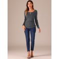 thumbnail image 3 of DARING DIVA Women's Scoop Neck Button Ruched Drawstring Tops L Grey, 3 of 6