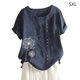 thumbnail image 1 of Camisa de mujer con botones, blusa informal de manga corta con cuello redondo, azul oscuro, 5XL Jumpingount AP001735-16, 1 of 7