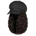 thumbnail image 2 of Newsboy Cap with Wavy Curly Hair Extensions for Women Hat Attached Synthetic Wig Short Extensions, 2 of 6