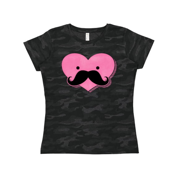 Inktastic Kawaii Mustache Heart Women's T-Shirt