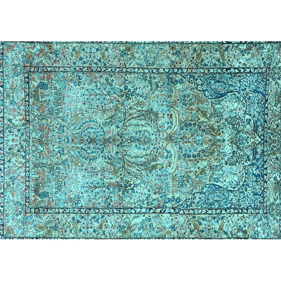 Ahgly Company Indoor Rectangle Persian Light Blue Traditional Area Rugs, 2' x 5'