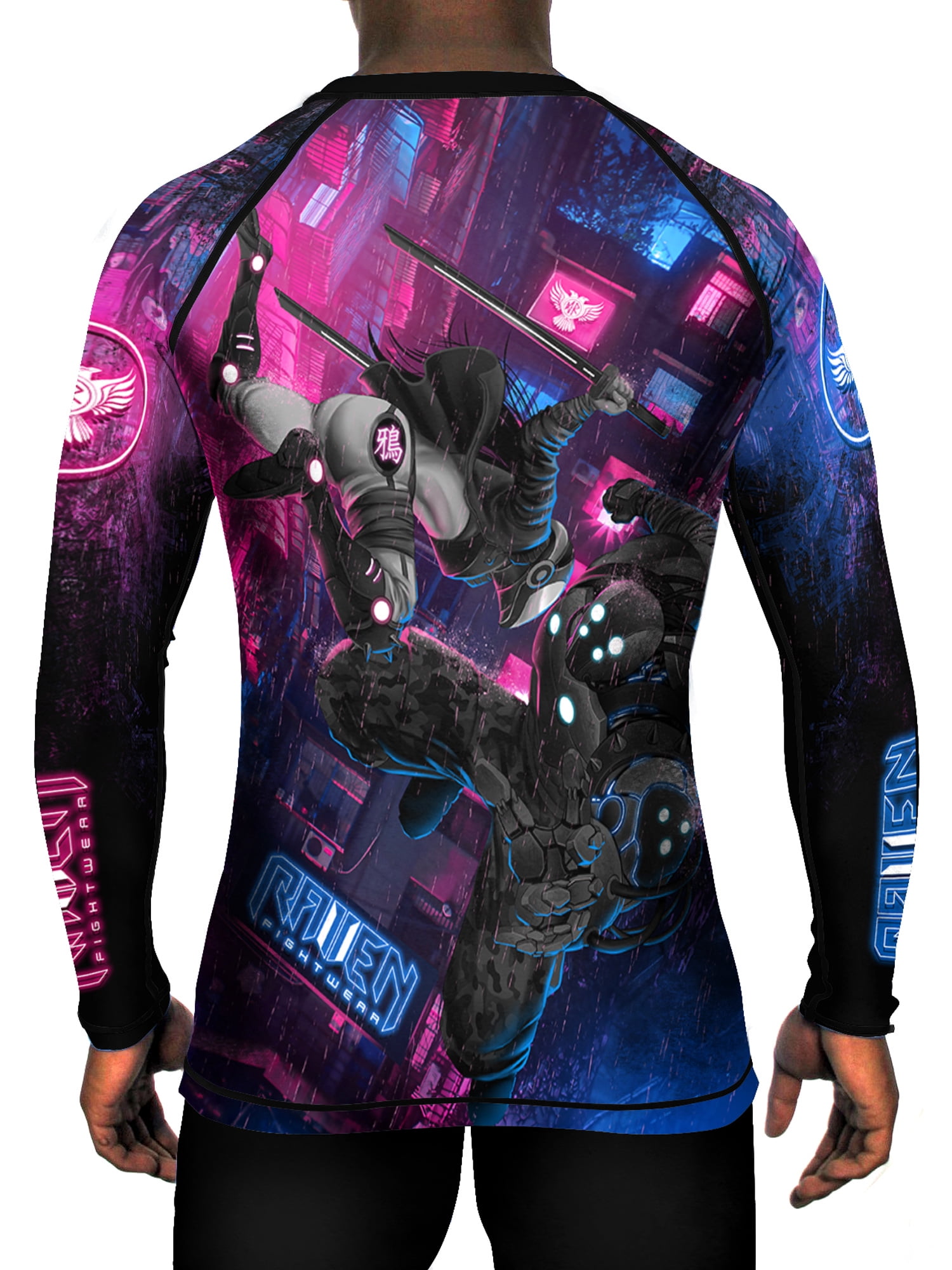 Raven Fightwear Men's Cyberpunk 2.0 Rash Guard MMA BJJ Black - Walmart.com