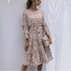 thumbnail image 4 of Vestido floral, vestido floral, cuello redondo, cintura con lazo, vestido de manga larga, vestido floral de manga larga, diseño revolucionario, 4 of 9
