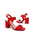 thumbnail image 3 of Sandalia DREAM PAIRS con Tacones Altos Gruesos, Punta Cuadrada, Ante Rojo, 3 of 6