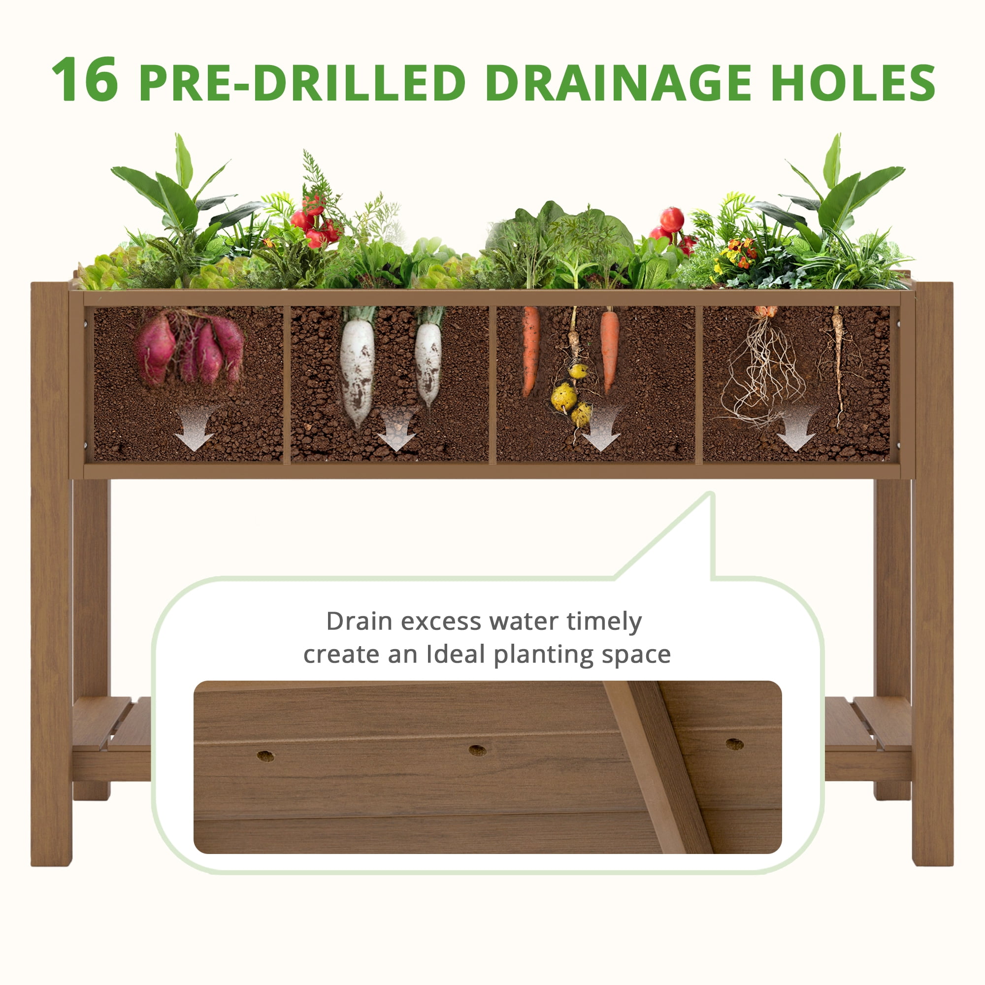 Dycanpo Large Raised Garden Bed with Tools and Shelf, HDPS Planter Box for Gardening Vegetables
