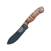 ESEE Knives JG5 Fixed Blade Knife 4.5" Recurve Drop Point 1095 Stonewashed Black Oxide Blade Burlap Micarta Handle Brown