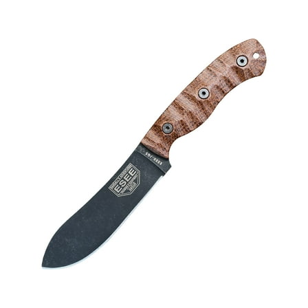 ESEE Knives JG5 Fixed Blade Knife 4.5" Recurve Drop Point 1095 Stonewashed Black Oxide Blade Burlap Micarta Handle Brown