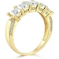 thumbnail image 2 of Zion Jewels 3Ct Princess Cut 5 Stone Lab-Created Diamond 14k Yellow Gold Plated 925 Sterling Silver Engagement Fancy Band Ring For Women., 2 of 3