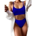 thumbnail image 1 of Ensemble Bikini String Taille Haute Côtelé 2 Pcs pour Femmes, 1 of 4