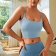 thumbnail image 2 of TrendOFT Built in Bra Tank Tops for Women Soft Stretchy Scoop Neck Fitted Crop Tops Spaghetti Strap Camisole Blue XXL, 2 of 9