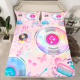 thumbnail image 2 of Manfei Girly Pink Cartoon Twin Sheet Sets, Modern Rock Music Twin Fitted Sheet, Kawaii Princess Style Flat Sheet, Super Cozy Room Decor, 3pcs, 2 of 7