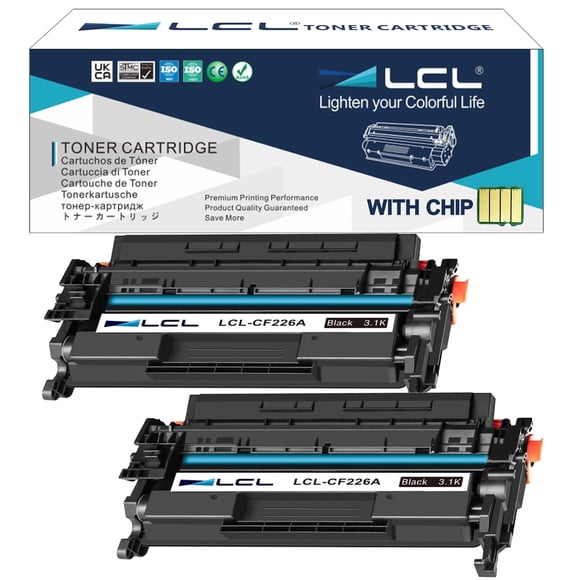 LCL Compatible Toner Cartridge for HP 26A CF226A CF226AD1 (2-Pack,Black) for HP Laserjet Pro M402 M402n M402d M402dn M402dne M402dw MFP M426 M426dw M