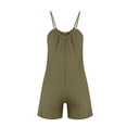 thumbnail image 7 of Women's Stylish Casual Round Neck Loose Solid Color Suspenders Romper Body Bodysuit Linen Overalls Womens Culottes Jumpsuit with Pockets for Women Womens Jumpsuits plus Size Womens Rompers Denim Linen, 7 of 7