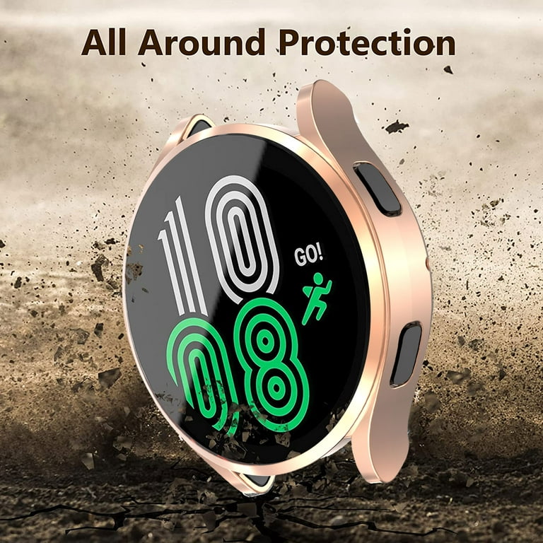 Case Cover Fit for Samsung Galaxy Watch 4 40mm 44mm, TSV Screen Protector,  Soft TPU All-Around Bumper, Smart Watch Protective Case Accessories for Men  Women 