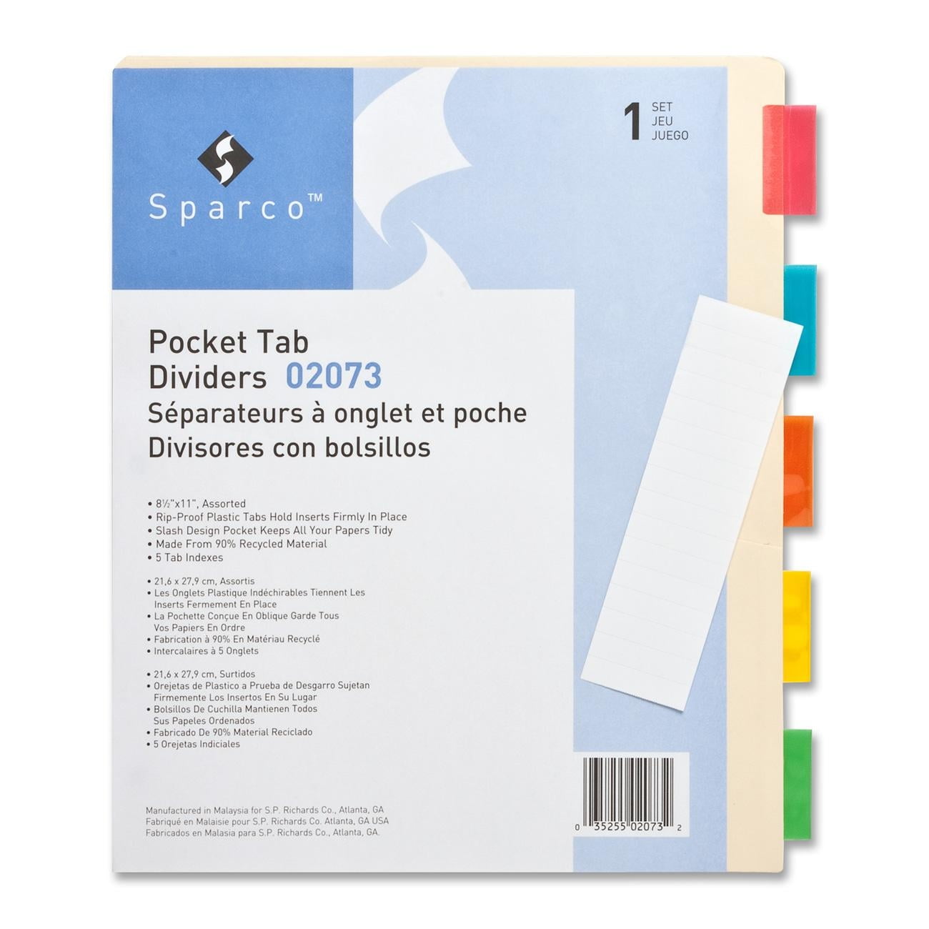 Sparco Ring Binder Pocket Tab Divider