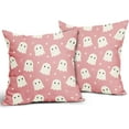 thumbnail image 2 of Halloween Pillow Covers 18x18 Inch Funny Cute Ghost Outdoor Throw Pillows Pink And White Spooky Throw Pillow Covers Set of 2 Cotton Linen Halloween Decorative Pillowcases For Halloween Home Sofa Decor, 2 of 6