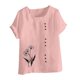 thumbnail image 4 of Karight Womens Cotton Gauze Shirt Dandelion Print Summer Beach Blouse Short Sleeve Casual Loose Comfy Tunic Tops Plus Size, 4 of 4