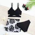thumbnail image 2 of kpoplk Girls 3 Pieces Bikini Bathing Suit with Rash Guard Pants Quick Dry Swimwear Cover-Up Sets(Black,4-5 Y), 2 of 8