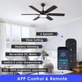 thumbnail image 2 of Ventilador de techo Hounberi, 52 pulgadas, 6 aspas, aplicación remota, luz LED, 2 of 9