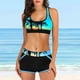 thumbnail image 2 of Gibobby Trajes de Baño para Mujer Conjunto Bikini estampado traje de baño Digital ropa de playa alta división mujer cintura traje de baño traje de baño T(Verde,M), 2 of 5