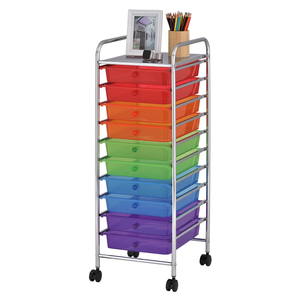 ECR4Kids Rolling Storage Cart with Drawers and Locking Casters, Utility
