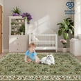 thumbnail image 6 of 10x13 Floral Print Area Rugs Bordered Rug, Machine Washable Rug Modern Striped Low Pile Rug Carpet with Non-Slip Backing, Stain-Resistant Farmhouse Rugs for Living Room Bedroom Home Office, Green, 6 of 9