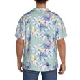 thumbnail image 3 of Lsque Colorful Butterfly print Men's Cuban Collar Short Sleeve Shirt Summer Beachwear Casual Button Down Fashionable Vacation Leisure Shirt-Small, 3 of 7