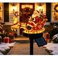 thumbnail image 6 of Solar Powered Santa & Golden Reindeer Sleigh Garden Stake Light, LED Illuminated Christmas Ornament for Lawn Backyard Porch Festive Night Display, 6 of 7