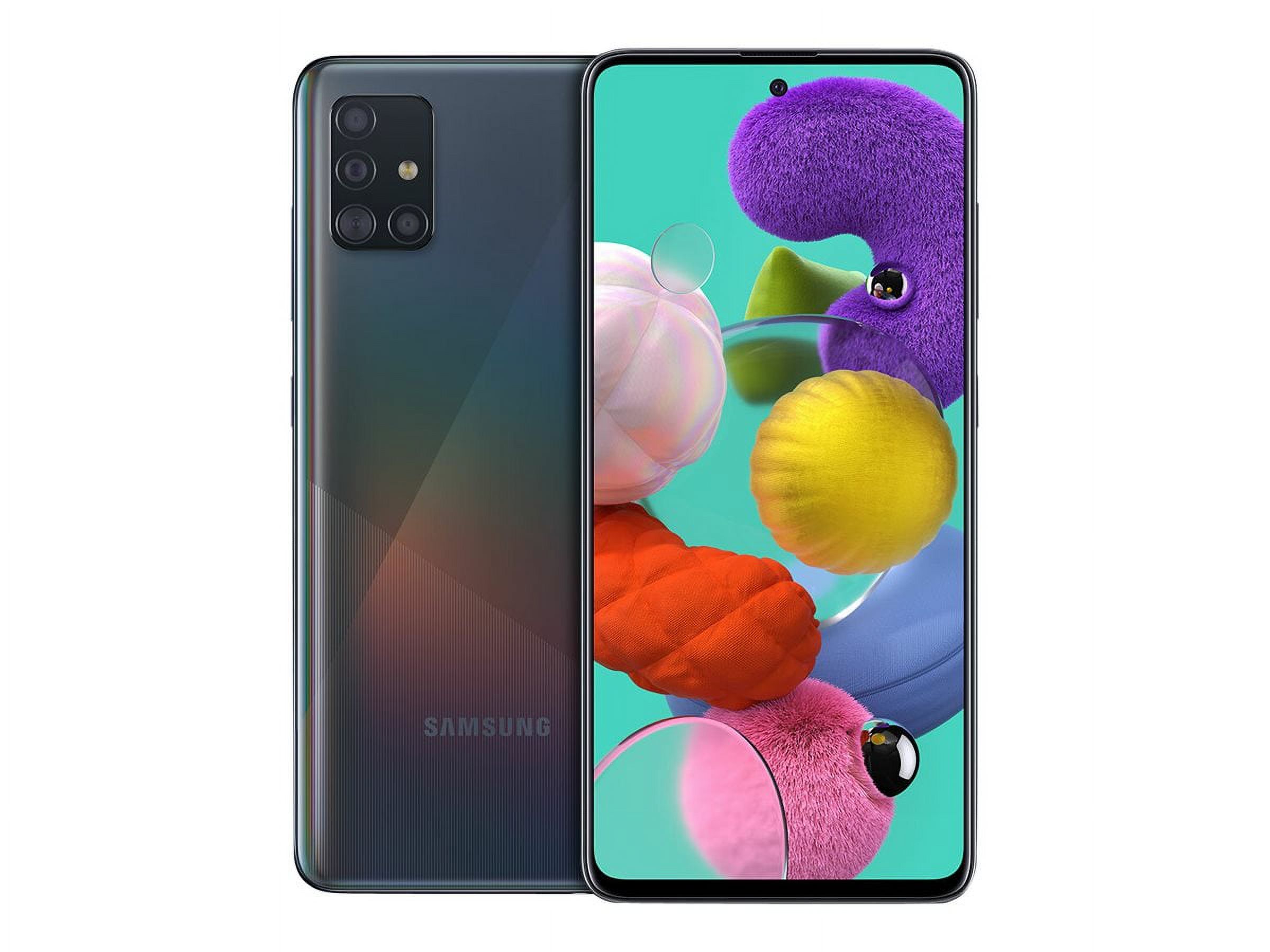 Samsung Galaxy A51 - Smartphone - 4G LTE - 128 GB - microSD slot - 6.5" - 2400 x 1080 pixels - Super AMOLED - RAM 4 GB (32 MP front camera) - 4x rear cameras - Android - Sprint - Prism crush black - image 2 of 7