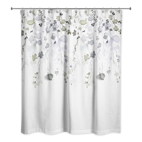 Creative Products Green Violet Falling Branches 71x74 Shower Curtain