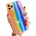 thumbnail image 1 of Compatible with iPhone Case,Bling Glitter Rainbow Pattern Hard PC Back Stripe Girls Woman Frosted Soft TPU Bumper Silicone Case for iPhone XS MAX (Orange), 1 of 8