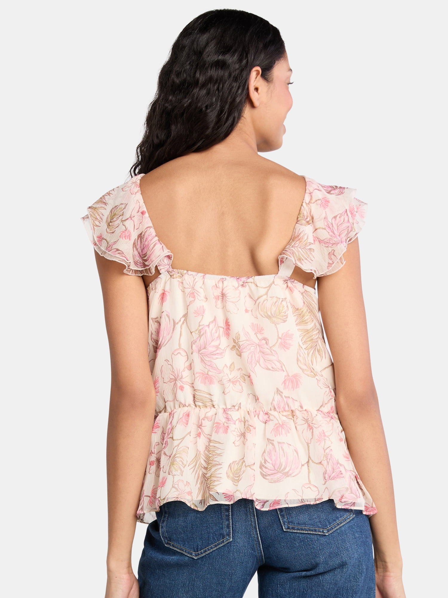 Time and Tru Women’s Ruffle Wrap Tank Top, XS-XXXL