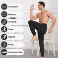 thumbnail image 5 of EA'S SECRET 100% Cotton Men's Breathable Pajama Pant Lightweight Lounge Pants Soft Sleep Pants for Men Sleepwear with Pockets Knit Jogger Sleep Comfy Pj Pant(Black&Gray,L), 5 of 7