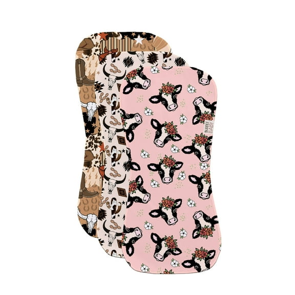 Western Cowprint Nashville Cow Burp Cloth 3 Pack by Burpee Baby