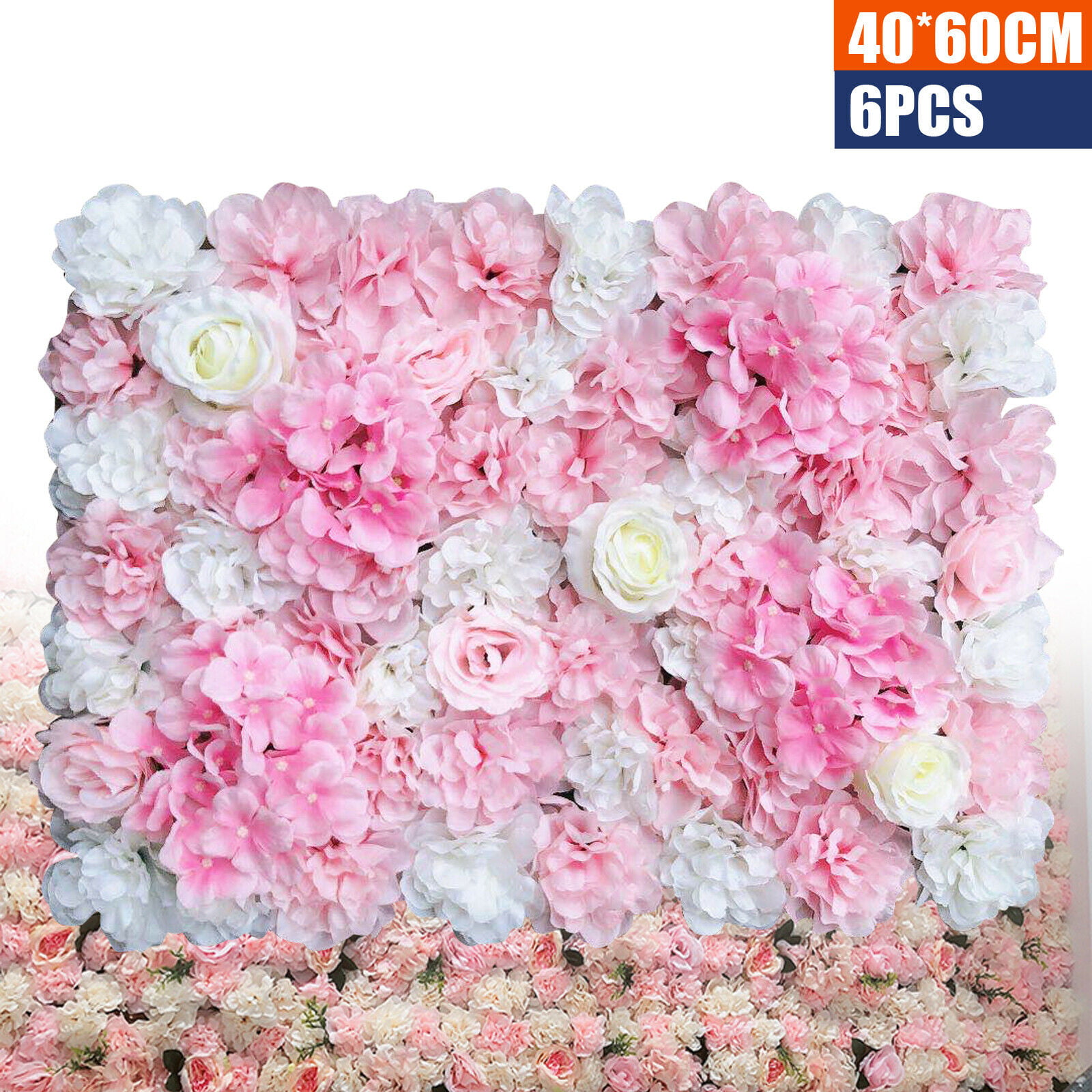 6pcs Artificial Flower Wall Panel Wedding Party Decoration Cream 