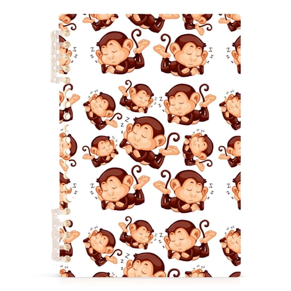 Cute Monkey Sleeping Spiral Journal Notebook College Ruled Notebook 8.3" x 5.7" A5 Lined Thick Paper Page