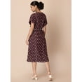 thumbnail image 2 of Indya Women's Maroon Foil Boota Belted A-Line Dress, 2 of 6
