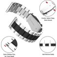 thumbnail image 3 of Correas para Samsung Gear S2/Gear Sport de 20 mm, paquete de 2, correas de acero inoxidable de metal macizo para negocios, color plateado/negro+negro, 3 of 5