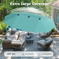 thumbnail image 3 of Alpha Joy 13x6.5ft Double-Sided Extra Large Outdoor Patio Market Rectangle Umbrella with Crank Handle, Turquoise, 3 of 6