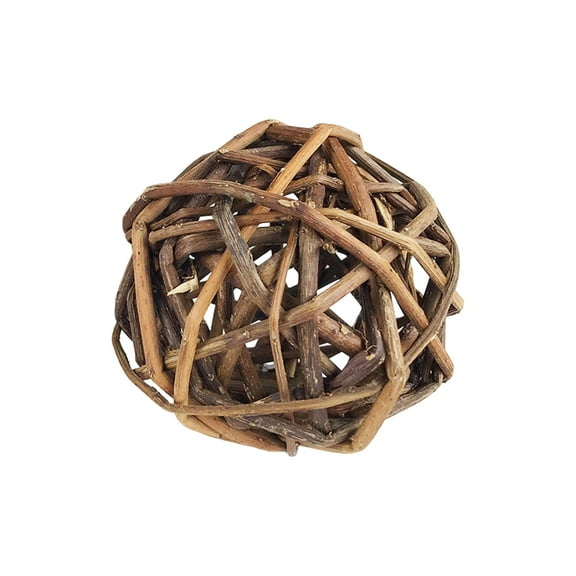 Willow Twig Bark Ball, Handwoven Grass Chewing Toy, Knitted Pet Chew Ball - Natural Materials Safe, Supports Dental Health, Reduces Boredom, Encourages Foraging - Bunnies, Guinea