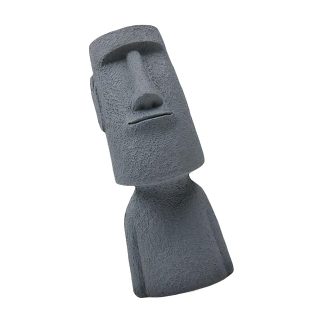 jifeng Abstract Easter Island Planter Statue Pot Face Vase Sculpture Ornament Brown