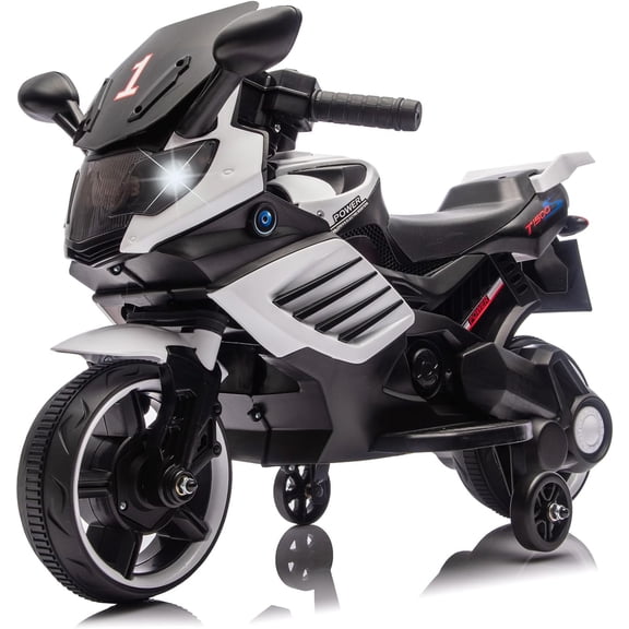 6V Ride-On Motorcycle, Electric Bike with Training Wheels, 4.5Ah Battery, 2 MPH, 30-40 Min Runtime, Headlight, Horn, EVA Tires, 66 lbs, Ages 3-6