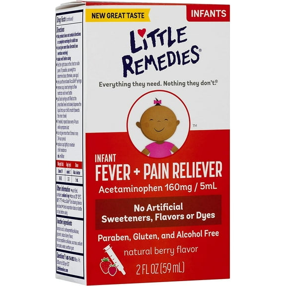 Little Remedies Infant Fever/Pain Liquid Dye-Free Natural Berry 2Oz Ct, 6-Pack