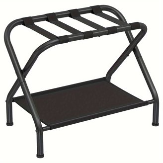 Wooden Mallet WallSaver Luggage Rack - Light Oak With Grey Straps Holds 100 Lbs