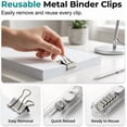 thumbnail image 6 of Portable Binder Clip Stapler with 150/250/300 Reusable Metal Clips, Handheld Push Clip Dispenser for Paper Clamps, No-Hole Mini Push Stapler for Desktop Document Binding (1 PCS), 6 of 7